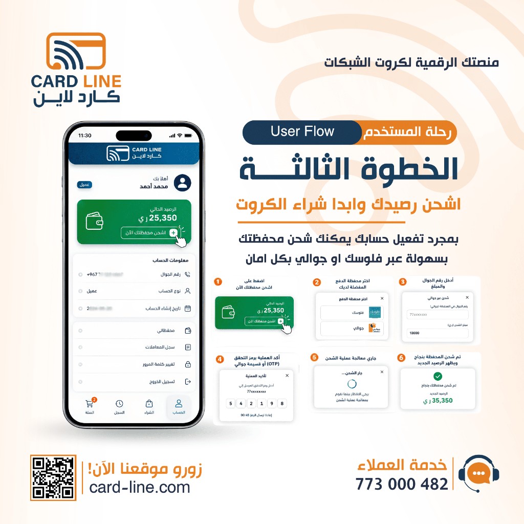 الخطوة الثالثة — شحن الرصيد
